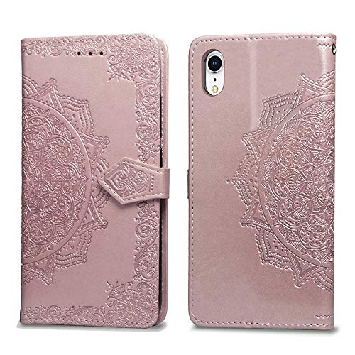 Oihxse Funda con Xiaomi Redmi 7, Cuero PU Billetera Cierre Magnético Flip Libro Folio Tapa Carcasa Relieve Soporte Plegable Ranuras para Tarjetas Protección Caso(Oro Rosa)