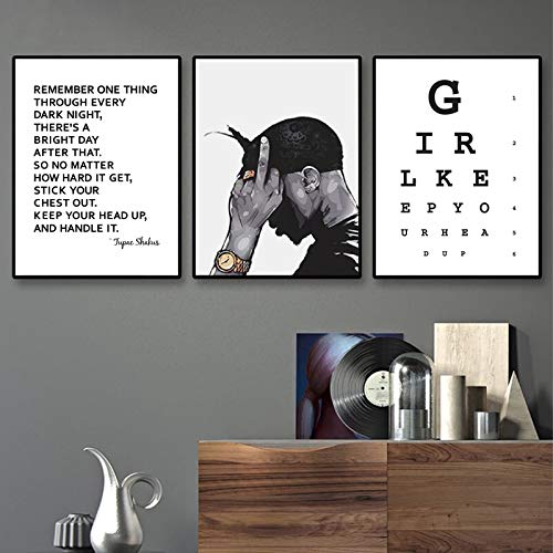 oioiu Legendario Hip Hop Negro Rock Moderno póster Impresiones Rapero 7pac Impresiones en Lienzo Inspirador Rap Palabras Arte Lienzo Pintura decoración para el hogar