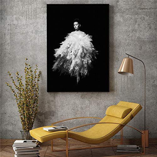 oioiu Moda Creativa Cartel de impresión HD decoración del hogar nórdico Blanco y Negro Belleza Lienzo Pintura Mural Sala de Estar Dormitorio Pasillo Mural sin Marco
