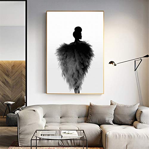 oioiu Moda Creativa Cartel de impresión HD decoración del hogar nórdico Blanco y Negro Belleza Lienzo Pintura Mural Sala de Estar Dormitorio Pasillo Mural sin Marco