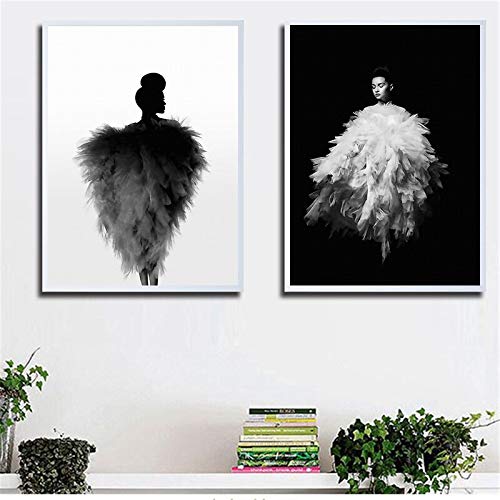 oioiu Moda Creativa Cartel de impresión HD decoración del hogar nórdico Blanco y Negro Belleza Lienzo Pintura Mural Sala de Estar Dormitorio Pasillo Mural sin Marco
