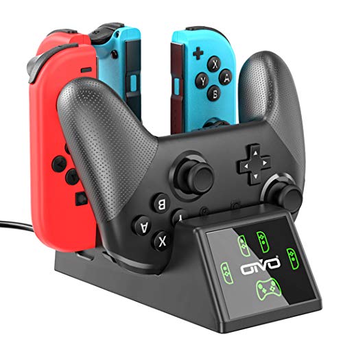 OIVO Base de Carga para Nintendo Switch Joy-con e Mandos, Soporte Carga 5 en 1 Cargador para Nintendo Switch con Indicador LED