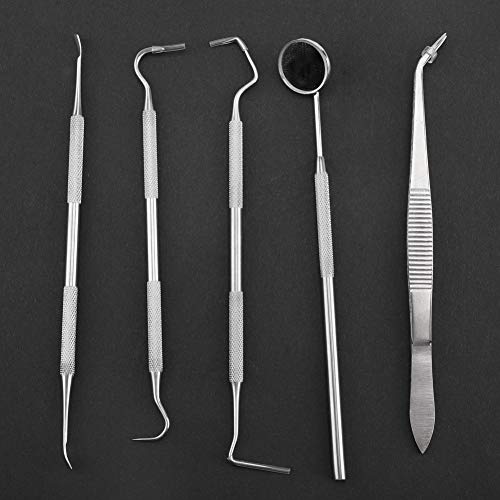OKBY Kit de Dentista - Juego de Herramientas de Dentista de Acero Inoxidable Profesional de 5 Piezas, Kit de Limpieza de higiene Dental