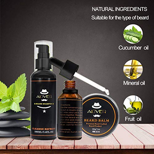 OKEEY Kit Barba Cuidado, Set De Regalo ORIGINAL Con 100ml Acondicionador Barba, Aceite Barba, Balsamo Barba, Cepillo Barba, Peine Barba, Tijeras Barba Para Hombre Barba Crecimiento, Limpieza y Belleza