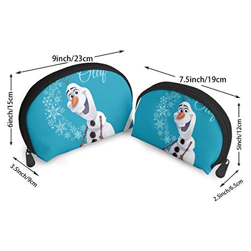 Olaf Snowflakes Shell forma bolsas portátiles bolsa de embrague monedero bolso cosmético unisex viaje almacenamiento bolsa multifunción niño monedero llavero bolso 2 piezas