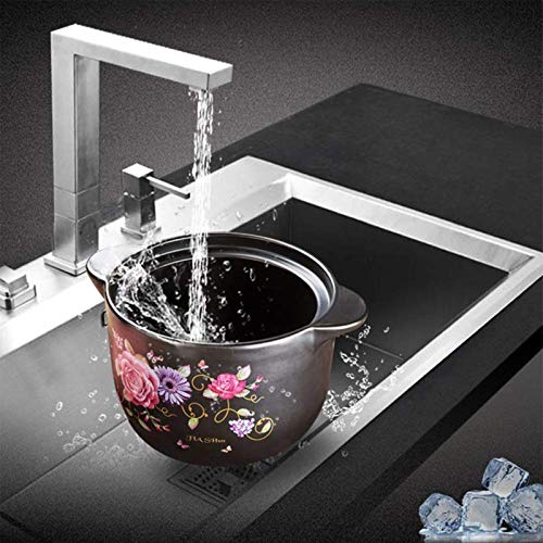 Olla para Sopa de Cerámica, Modelo Cuadrado con Cazuela Redonda con Estampado de 6 Cuartos, Estofado Saludable, Caldo de 6 Litros, Apto para 5 a 8 Personas