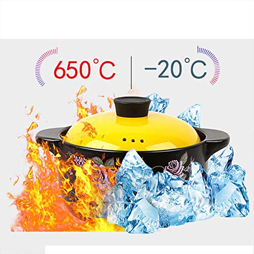 Olla para Sopa de Cerámica, Modelo Cuadrado con Cazuela Redonda con Estampado de 6 Cuartos, Estofado Saludable, Caldo de 6 Litros, Apto para 5 a 8 Personas