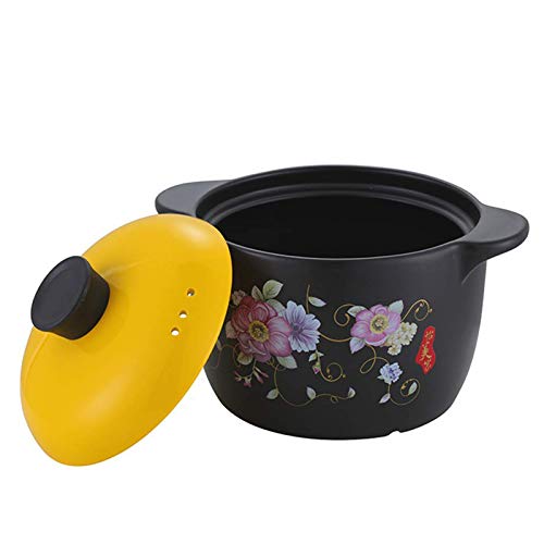 Olla para Sopa de Cerámica, Modelo Cuadrado con Cazuela Redonda con Estampado de 6 Cuartos, Estofado Saludable, Caldo de 6 Litros, Apto para 5 a 8 Personas