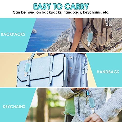 Olycism Botellas de Viaje Portátiles 10 PCS 50 ml Botella de Pulverizadores Portátil de Viaje con Llavero y 14 PCS Etiqueta Adhesiva y Embudo para Limpieza de Manos