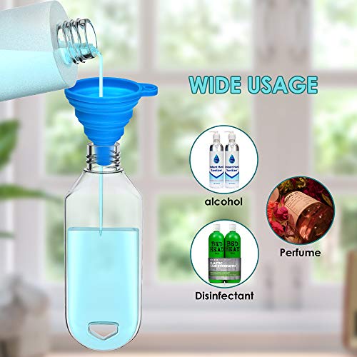 Olycism Botellas de Viaje Portátiles 10 PCS 50 ml Botella de Pulverizadores Portátil de Viaje con Llavero y 14 PCS Etiqueta Adhesiva y Embudo para Limpieza de Manos
