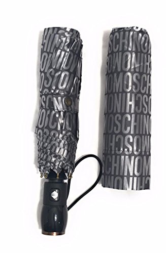OMBRELLO MOSCHINO COMPATTO/RETRAIBILE SILVER MULTILOGO AS17MO10