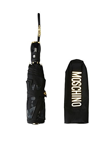 OMBRELLO MOSCHINO MINI COMPATTO/ RETRAIBILE METAL LETTERING COLORE NERO O18MO01