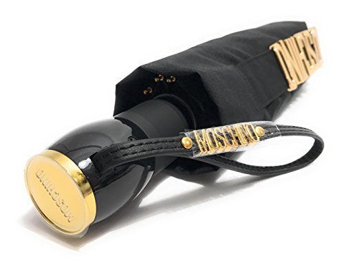 OMBRELLO MOSCHINO MINI COMPATTO/ RETRAIBILE METAL LETTERING COLORE NERO O18MO01
