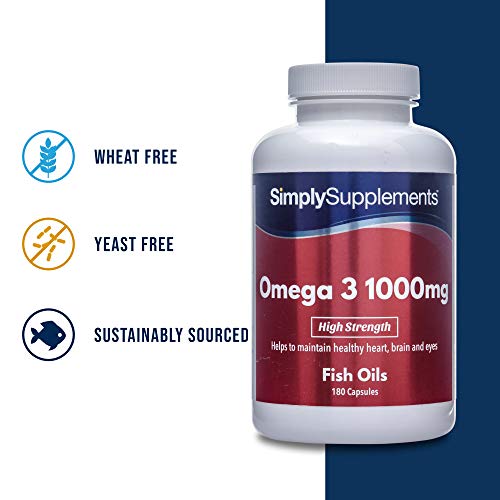 Omega 3 1000mg - ¡Bote para 4 meses! - 360 cápsulas - Con un alto contenido de DHA y EPA - SimplySupplements