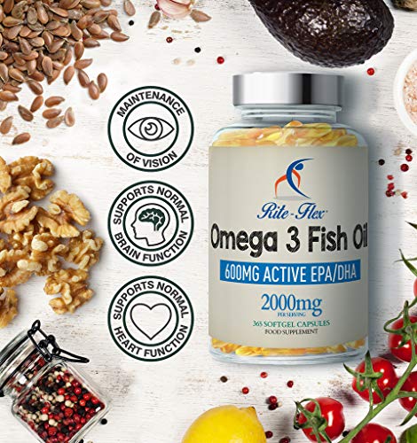 Omega 3 Aceite de Pescado 2000 mg 365 Soft Gel cápsula de Rite Flex