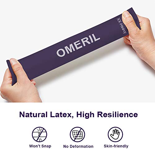 OMERIL Bandas Elasticas Fitness, Cintas Elasticas Fitness Látex Natural con 5 Niveles Ejercicios en Piernas, Glúteos y Brazos, 5 Bandas Resistencia para Yoga, Pilates, Crossfit, Estiramientos, Fuerza