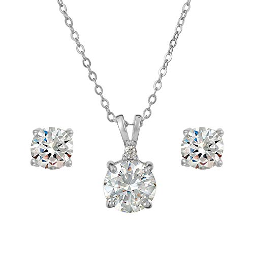 Omi Eire - Juego de joyas de diamantes - Collar y pendientes con colgante de plata de ley 925 y circonitas con caja de regalo de lujo - Joyería para mujeres