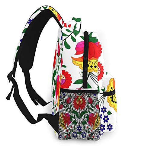 OMQFEW Mochilas Portatil 14 Pulgadas, Resistente al Agua Casual Mochila, Multifuncional Mochila De Gran Capacidad para Hombre Mujer Escolar Trabajo Viajes Folk Floral húngaro