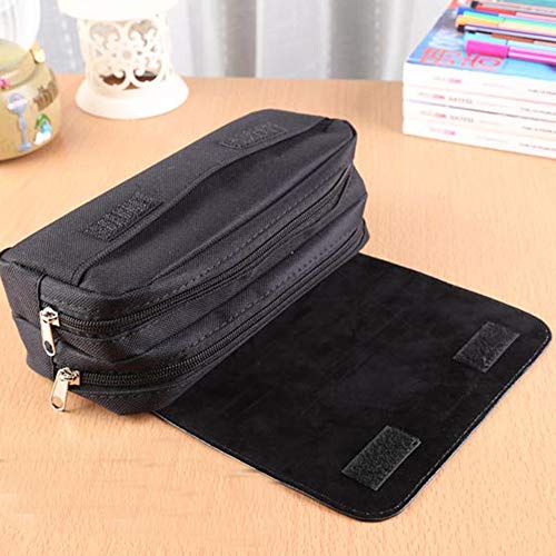 One Piece Estuche de Lápices Estuche de Lápiz de Lona Durable Escolar Estudiante Bolígrafo Organizador Bolsa de Papelería (Color : Black01, Size : 21.5 X 10.5 X 7.5cm)