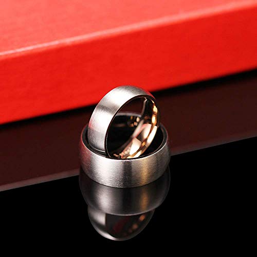 Onefeart Titanio Anillo para Los Hombres Niño Pareja Elegante Y Sencilla Brushed D Eño Aniversario Anillo Tamaño 27 Negra