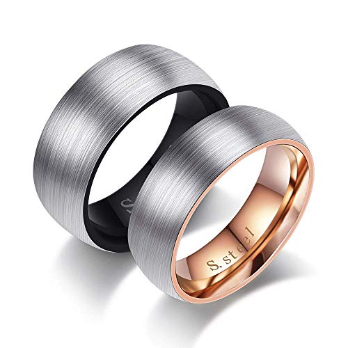 Onefeart Titanio Anillo para Los Hombres Niño Pareja Elegante Y Sencilla Brushed D Eño Aniversario Anillo Tamaño 27 Negra