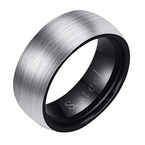 Onefeart Titanio Anillo para Los Hombres Niño Pareja Elegante Y Sencilla Brushed D Eño Aniversario Anillo Tamaño 27 Negra