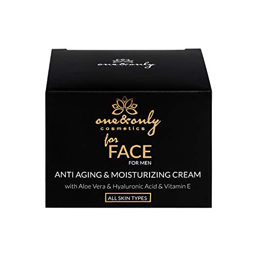 One&Only for Face Aloe Vera Cream for Men 50ml Crema Facial para Hombres Cosmética masculina, Crema Hidratante Antiarrugas, Gel Regenerador Aftershave, Productos de Cuidado para la Cara