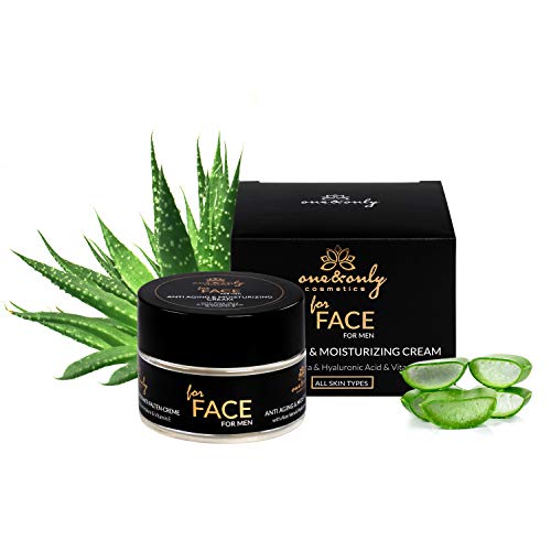 One&Only for Face Aloe Vera Cream for Men 50ml Crema Facial para Hombres Cosmética masculina, Crema Hidratante Antiarrugas, Gel Regenerador Aftershave, Productos de Cuidado para la Cara