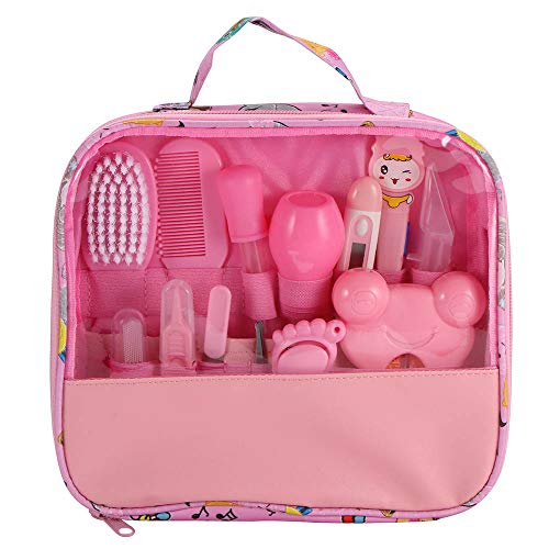 ONEVER 13 Unids Bolsa de Cuidado de la Salud Bebé Higiene Diaria de Uña Clipper Tijeras Cepillo Peine Peine Cuidado de Manicura (pink)