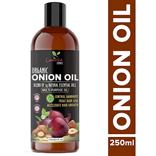 Onion Hair Oil 250 ML with 14 Essential Oils, Multi-Purpose Hair Growth Oil/Serum For Complete Hair Treatment with Argan, Bhringraj, Hibiscus, Sesame,Amla,Sweet Almond, Olive and more.