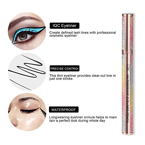 ONLYOILY Delineador de ojos a prueba de agua, delineador líquido negro, resistente al agua, antiincrustante+Fibra de lapestaña,pestañas máscara,Pestañas de fibra impermeables Máscara de pestañas