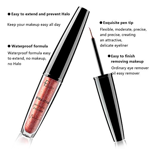 Onlyoily Delineador de ojos líquido brillante metálico colorido, de larga duración brillante ahumado Ojos Sombra Herramienta de maquillaje de belleza (15)