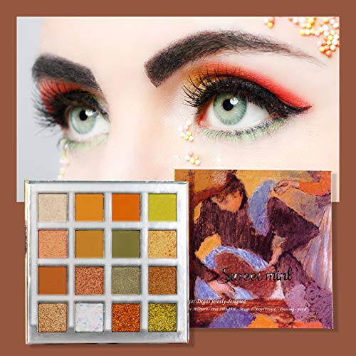 ONLYOIYL Paleta De Sombras De Ojos Profesionales - Paleta Maquillaje - Altamente Pigmentados 16 Colores Brillantes y Mate + Tres pinceles de sombra de ojos (02)