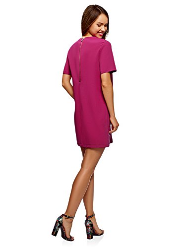 oodji Collection Mujer Vestido Recto con Cremallera, Rosa, ES 36 / XS