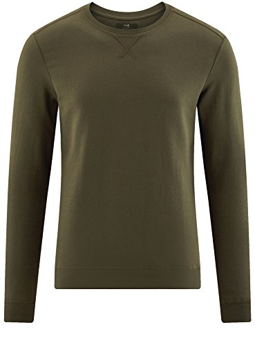 oodji Ultra Hombre Suéter Básico de Algodón, Verde, ES 52-54 / L