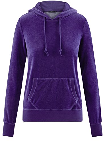 oodji Ultra Mujer Sudadera Básica con Bolsillo, Azul, ES 36 / XS
