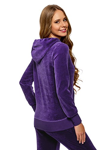 oodji Ultra Mujer Sudadera Básica con Bolsillo, Azul, ES 36 / XS