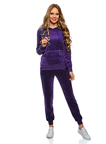 oodji Ultra Mujer Sudadera Básica con Bolsillo, Azul, ES 36 / XS