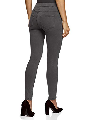 oodji Ultra Mujer Vaqueros-Mallas Básicos, Gris, 25W / 32L
