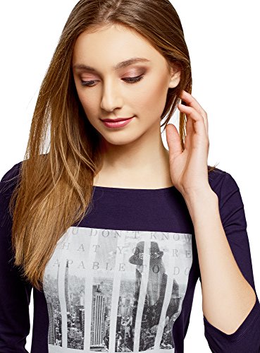 oodji Ultra Mujer Vestido de Punto con Estampado, Morado, ES 40 / M