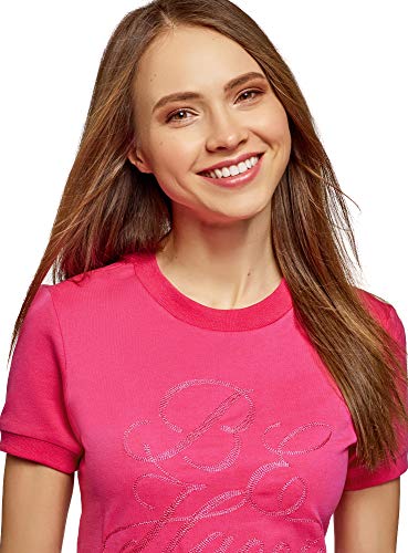 oodji Ultra Mujer Vestido Holgado de Punto, Rosa, ES 46 / XXL