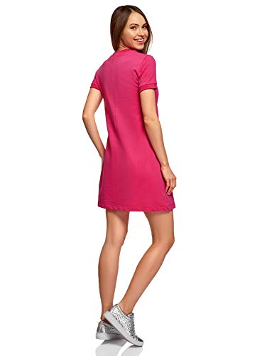 oodji Ultra Mujer Vestido Holgado de Punto, Rosa, ES 46 / XXL