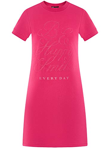 oodji Ultra Mujer Vestido Holgado de Punto, Rosa, ES 46 / XXL