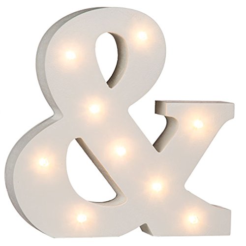 OOTB - Letras y números iluminados de madera blanca. Alfabeto completo. 16 cm, madera, Ampersand &, 16 cm