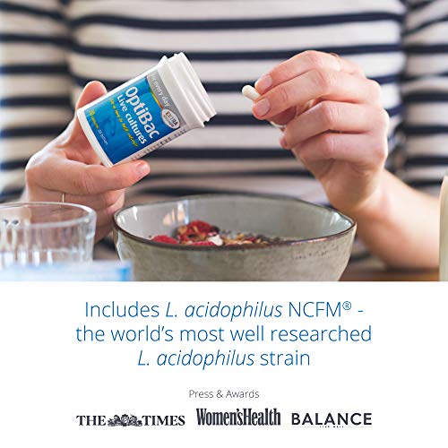 OptiBac Para Cada Día EXTRA Fuerza | Suplemento Natural de 20 Mil Millones de Bacterias Buenas | Lactobacillus Acidophilus NCFM Fórmula de Cepas Múltiple | Suministro Para Un Mes | 30 Cápsulas