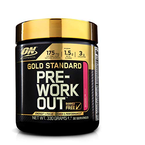 Optimum Nutrition Gold Standard Pre Workout en Polvo, Bebida Energética con Creatina Monohidratada, Beta Alanina, Cafeína y Vitamina B Complex, Sandía, 30 Porciones, 330g, Embalaje Puede Variar