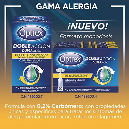 Optrex Colirio Monodosis Doble Acción para Picor de Ojos - 20 Unidades