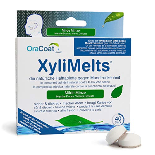 OraCoat XyliMelts - 40 pastillas adhesivas contra caries y sequedad bucal - Menta suave