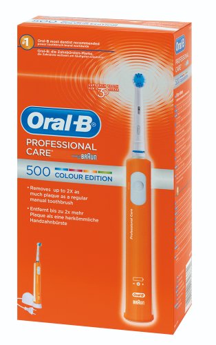Oral-B - Cepillo de dientes recargable Professional Care 500 Precision Clean - con movimientos de pulsación y de rotación, naranja