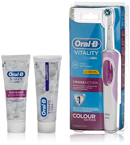 Oral-B Cepillo Eléctrico + Dentífrico 3D White + Dentífrico 3D White Luxe Vitality Cross Action Belleza - 1 Pack
